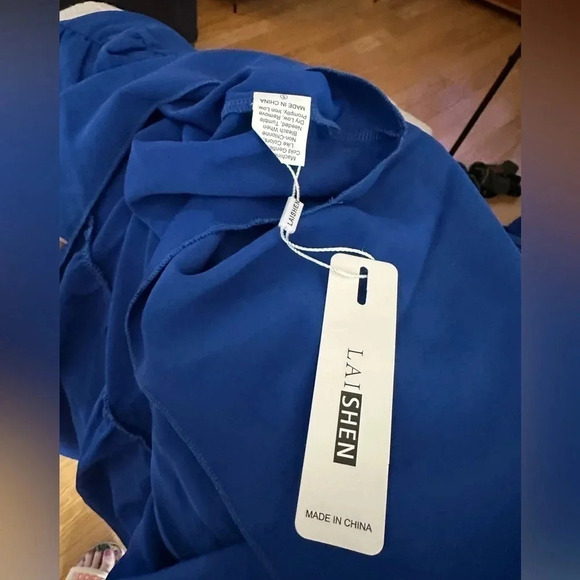 Laishen blue asymmetrical one shoulder dress NWT - Picture 3 of 5